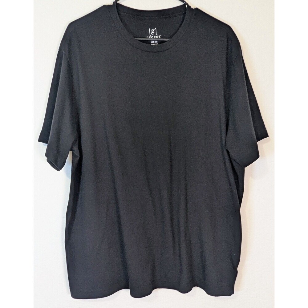 George Men's 2XL Black Short Sleeve T-Shirt Recycled Polyester Blend Solid